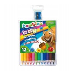 KREDKI W DREWNIE GRUBE BAMBINO 12 KOL + TEMPERÓWKA
